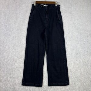 Trenery Jeans Womens 8 26x27 Black Wide Leg High Rise Stretch Denim Minimalist